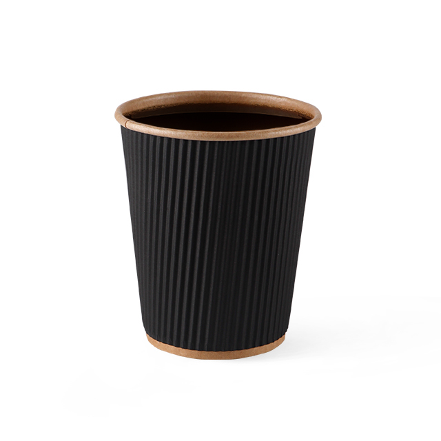 Eco Friendly Dispostable personnalisée Black Ripple Wall Paper Cups
