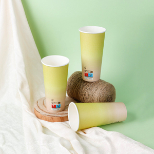 22 oz tasses en papier à paroi durable respectueuses pour les boissons chaudes et froides