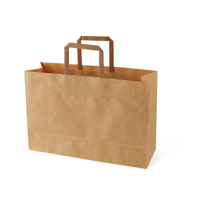 Sac fourre-tout à corde plate Kraft Sac en papier alimentaire