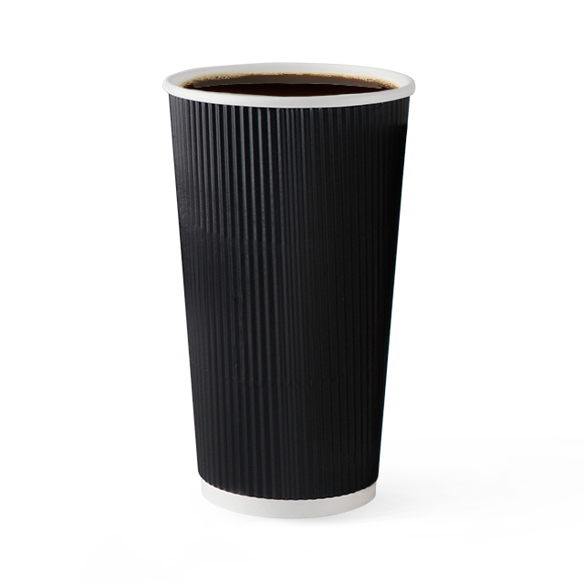 Eco Friendly Dispostable personnalisée Black Ripple Wall Paper Cups