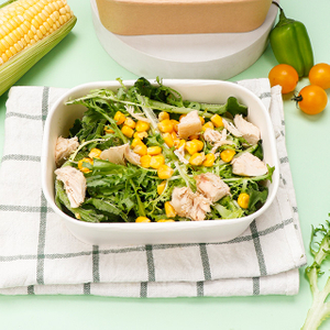 Impression personnalisée Emballage carré Emballage d'aliments carrés jetable bol à salade de papier blanc rectangulaire biodégradable 