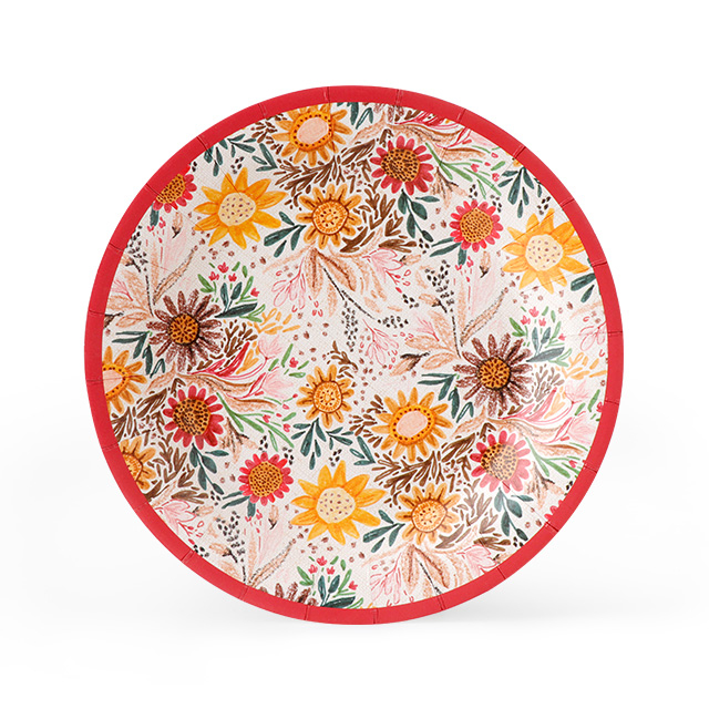 Plaque en papier fleurie peinte à la main jetable