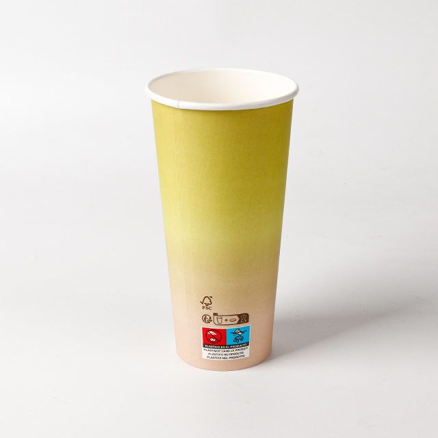 22 oz tasses en papier à paroi durable respectueuses pour les boissons chaudes et froides