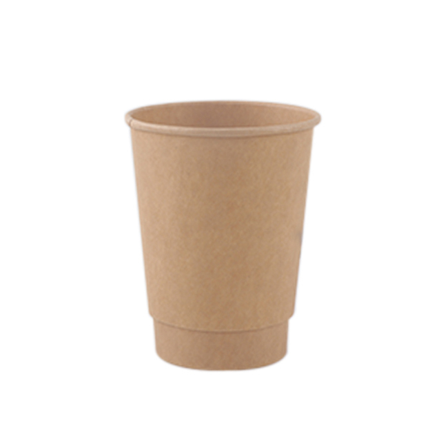 Tasse en papier peint double PLA Kraft 12 oz