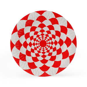 Plaque en papier à motif radial rouge jetable