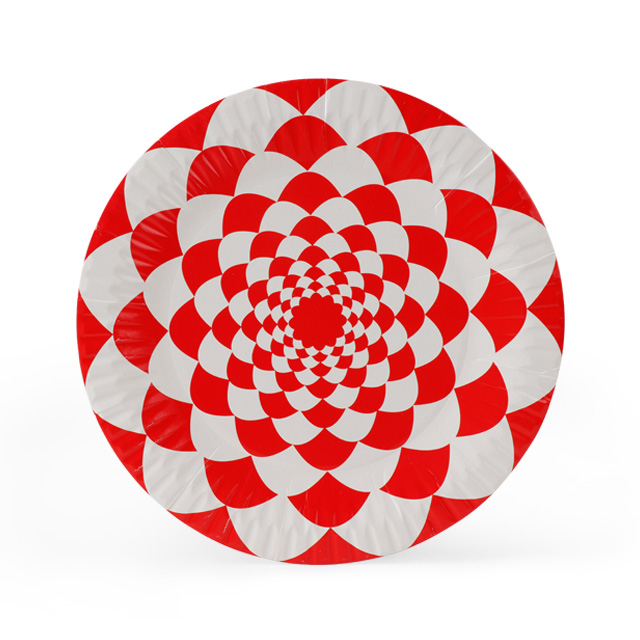 Plaque en papier à motif radial rouge jetable