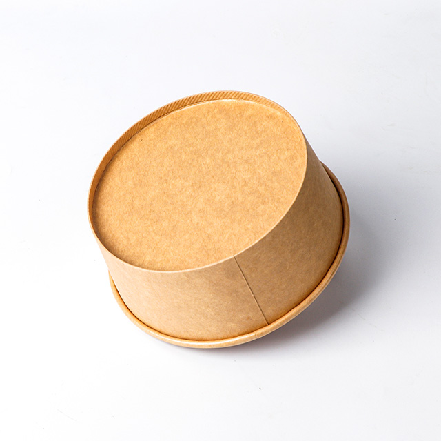 20oz de bol à salade en papier en papier kraft en papier kraft à imprimé biodégradable à imprimé avec couvercles