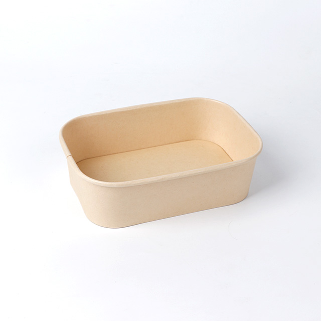  500 ml Logo Imprimé Eco Friendly Take Awing Rectangle Bambou Paper Bowl avec couvercles