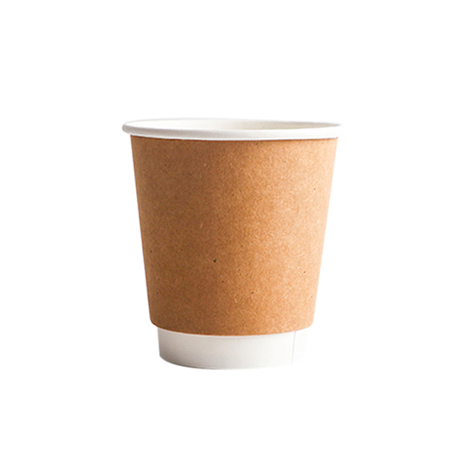 Tasse à café en papier peint à double peigne de 8 onces Kraft de 8 oz