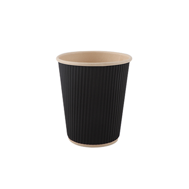 8 oz Kraft intérieur hors de la tasse de papier peint Black Ripple