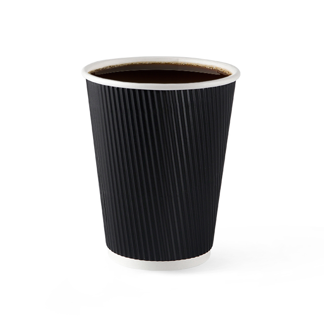 Eco Friendly Dispostable personnalisée Black Ripple Wall Paper Cups