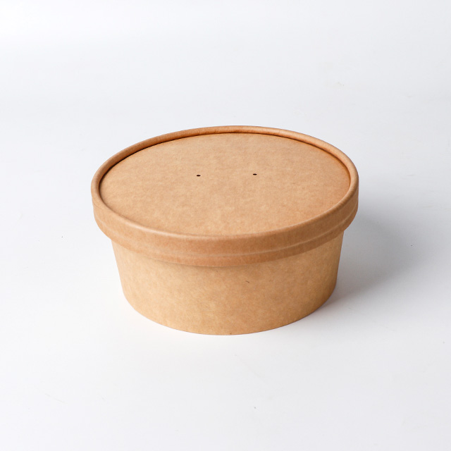 20oz de bol à salade en papier en papier kraft en papier kraft à imprimé biodégradable à imprimé avec couvercles
