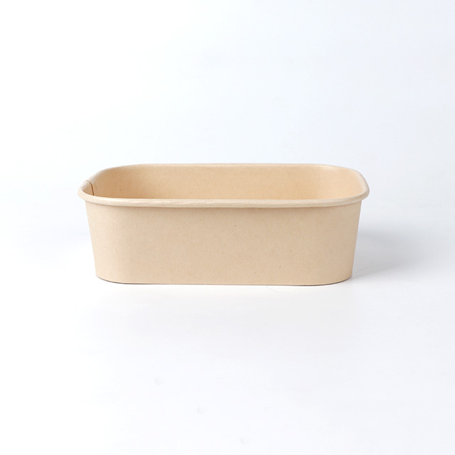  500 ml Logo Imprimé Eco Friendly Take Awing Rectangle Bambou Paper Bowl avec couvercles