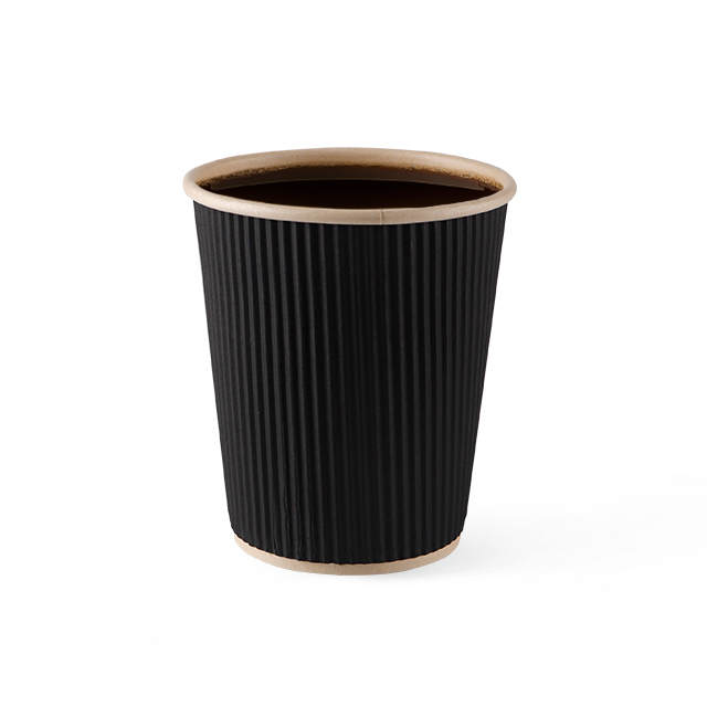 Eco Friendly Dispostable personnalisée Black Ripple Wall Paper Cups