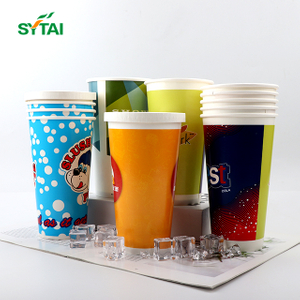 Tasses de boissons froides en papier personnalisées avec couvercles