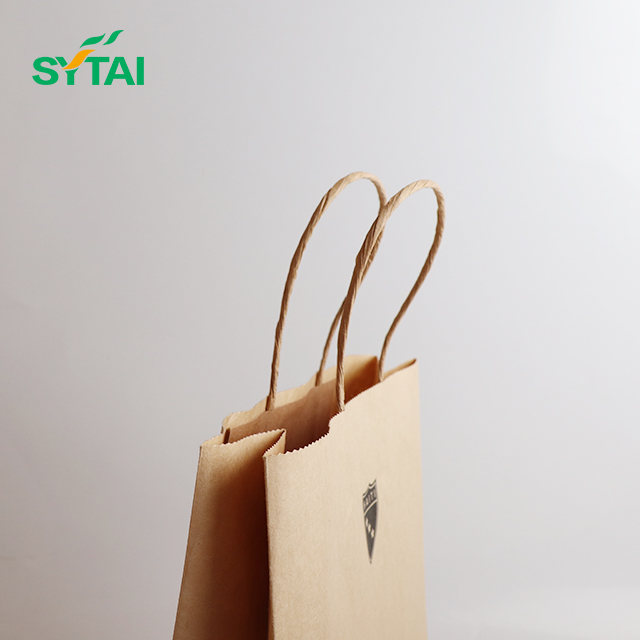 Sacs en papier écologiques faits sur commande d'emballage de SYTAI avec des poignées 