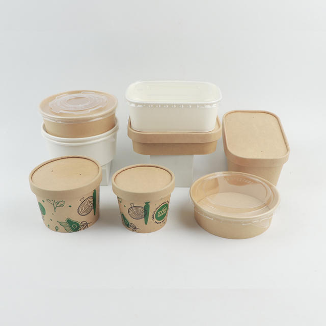 Grand saladier avec couvercle 1500ml Saladier jetable Kraft