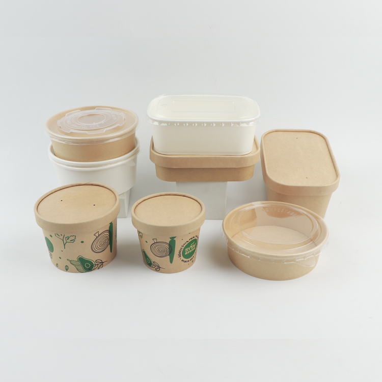 Grand saladier avec couvercle 1500ml Saladier jetable Kraft