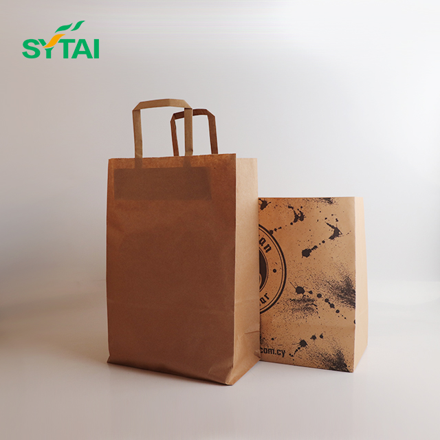 Sacs en papier écologiques faits sur commande d'emballage de SYTAI avec des poignées 