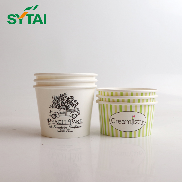 Tasses et couvercles de crème glacée jetables de 10 oz