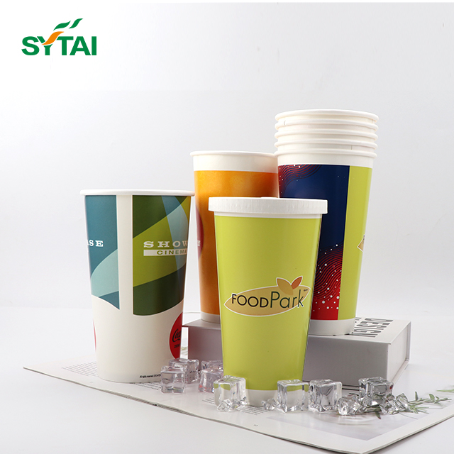 Tasses de boissons froides en papier personnalisées avec couvercles